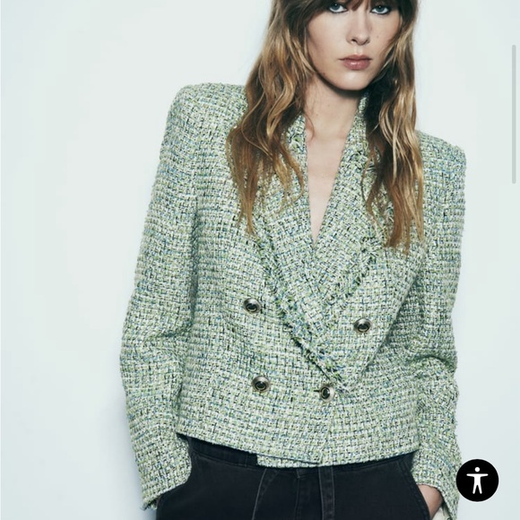 *SOLD* Zara Textured Tweed Blazer, Sz S - Picture 2 of 5